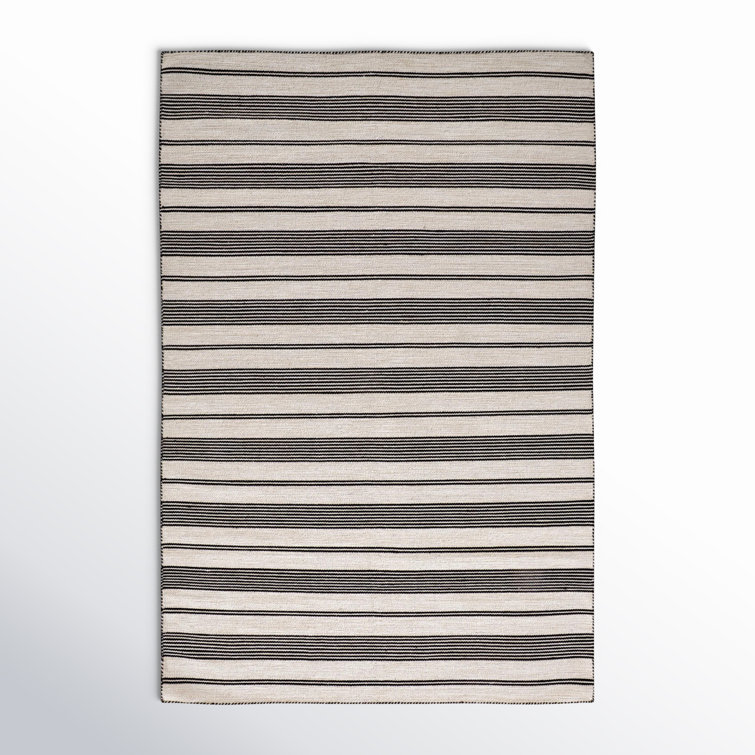 Perci Abstract Handmade Flatweave Area Rug in Noir Black