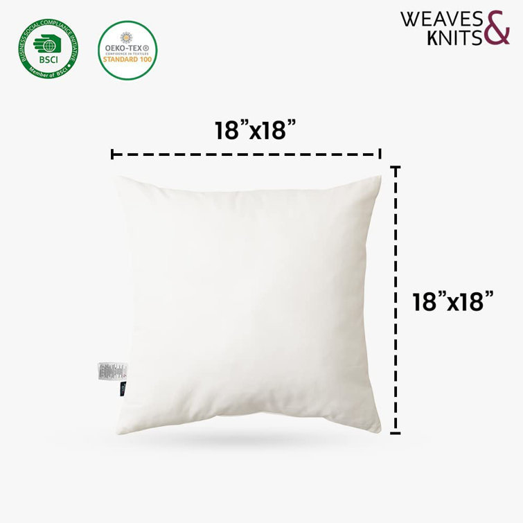 18x18 Pillow Insert Set of 4, Decorative Euro Square Throw Pillow