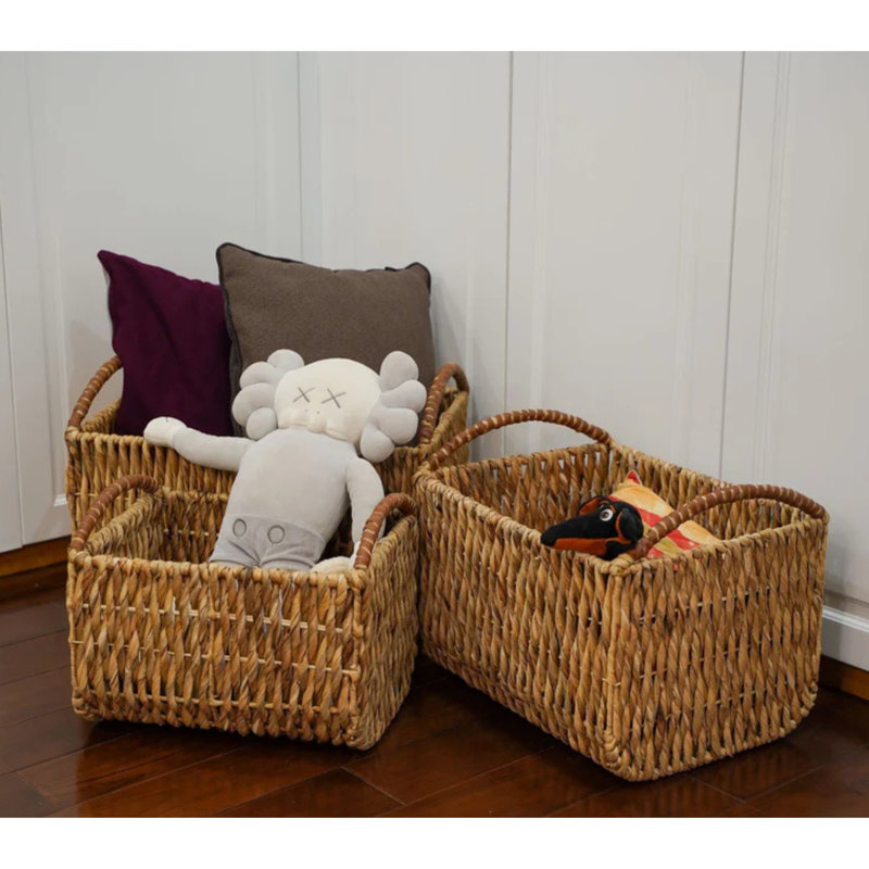 Handwoven Nestable Water Hyacinth Storage Baskets Set Of 3