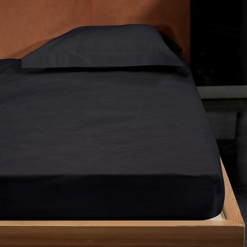 Viola Sateen Fitted Sheet, Queen Fitted Sheet, Charcoal