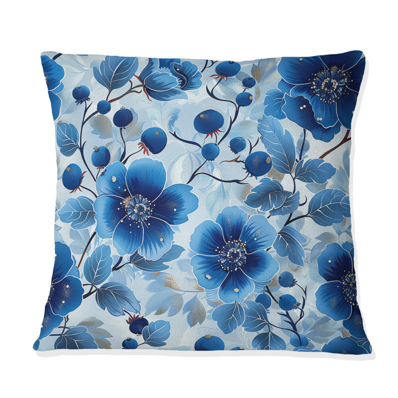 Coussin décoratif Glamour, H 18 po x H 18 po, Bleu / argent