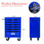 Armoire 6 coffres à outils, acier noir et bleu de 20 po, glissières de tiroir à roulement, 4 roues, verrouillable, chariot d'atelier à poignée à tirer, matériau en acier, + bleu, tiroirs, conception verrouillable-137432014