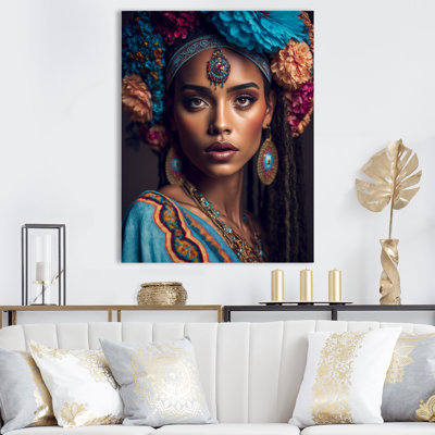 «Lani Young Bohemian Woman With Flower Headband VI», reproduction sur toile
