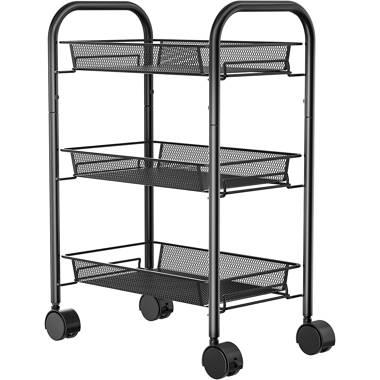 SunnyPoint 3-Tier Delicate Compact Rolling Metal Storage Organizer - Mobile  Utility Cart Kitchen/Under Desk Cart with Caster Wheels (Turq, Compact