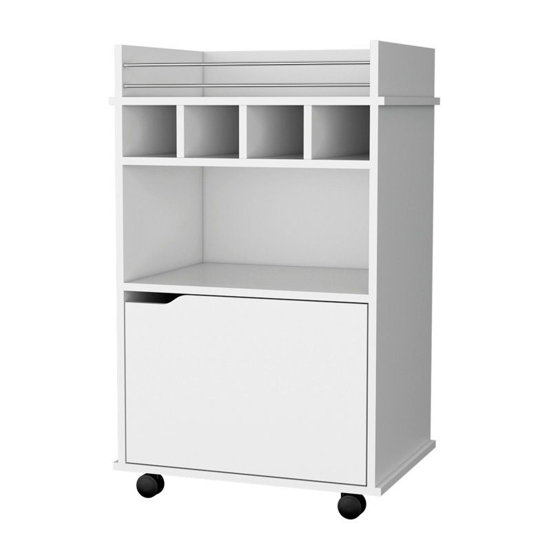Charmant chariot-bar à 1 porte pour recevoir et organiser vos invités avec style, Blanc