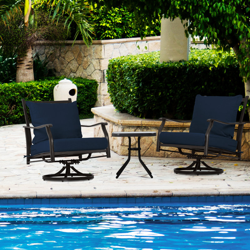 Ensemble de chaises pivotantes d'extérieur Charlton Home®, Bleu marine