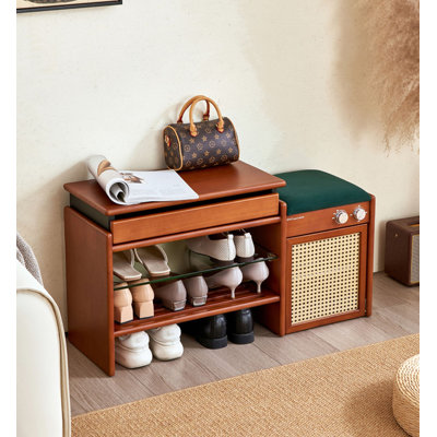 Smart Solid Wood Shoe Bench: All - in - One Disinfection, Sterilization & Drying