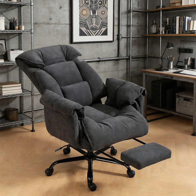 Chaise de bureau inclinable, chaise de bureau à haut dossier, Gris foncé