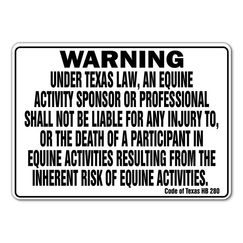 Warning Texas Equine Sign, 5" H x 7" W x 0.1" D