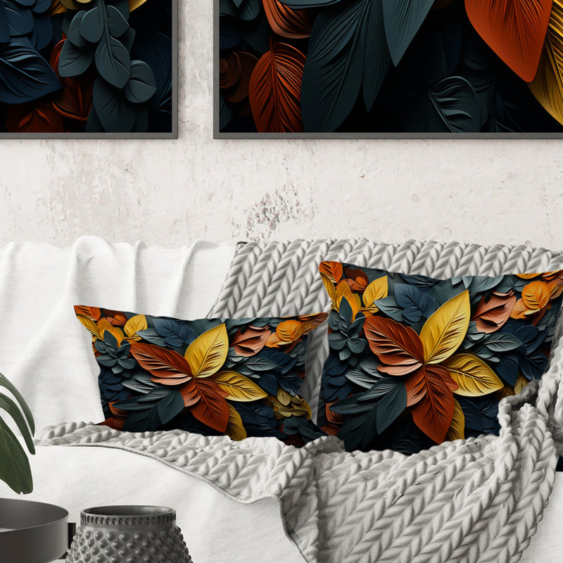 Coussin coloré à imprimé feuilles IV - Feuilles imprimées