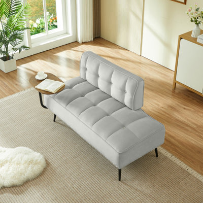 Canapé de 54 pouces à 2 places en velours moderne avec table d'appoint rotative à 360 °, banc et repose-pieds, peu encombrant pour le salon