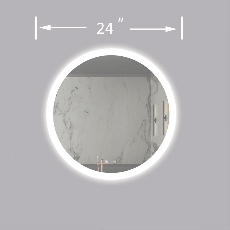 Miroir de salle de bain pour salle de bain avec lumière intense, intensité variable, contrôle de l'interrupteur mural, antibuée, IRC 90 réglable 3000K-4500K-6000K, IP54 imperméable à l'eau, vertical et horizontal