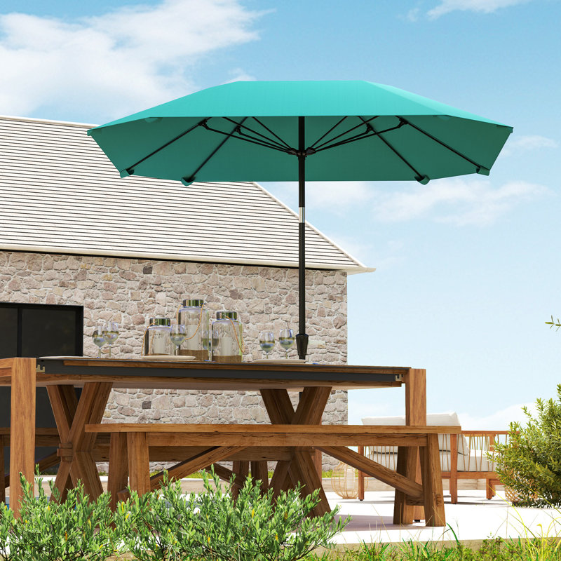 Parasol de marché en aluminium 7,6 pi 8 côtes, Gris clair