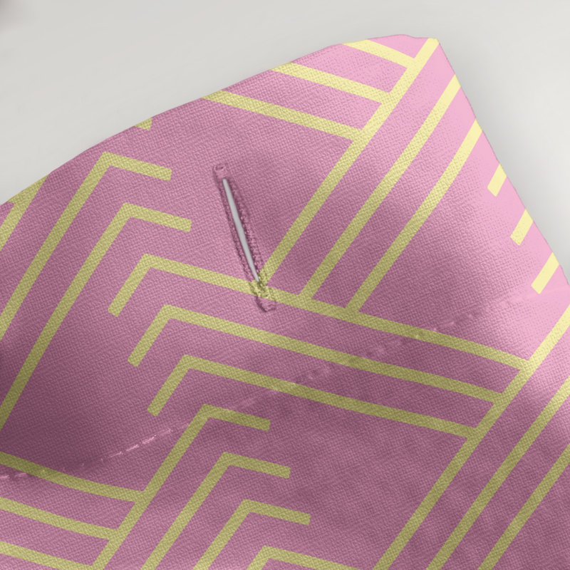 Rideau de douche simple Classic Zig Zag, Rose / Jaune