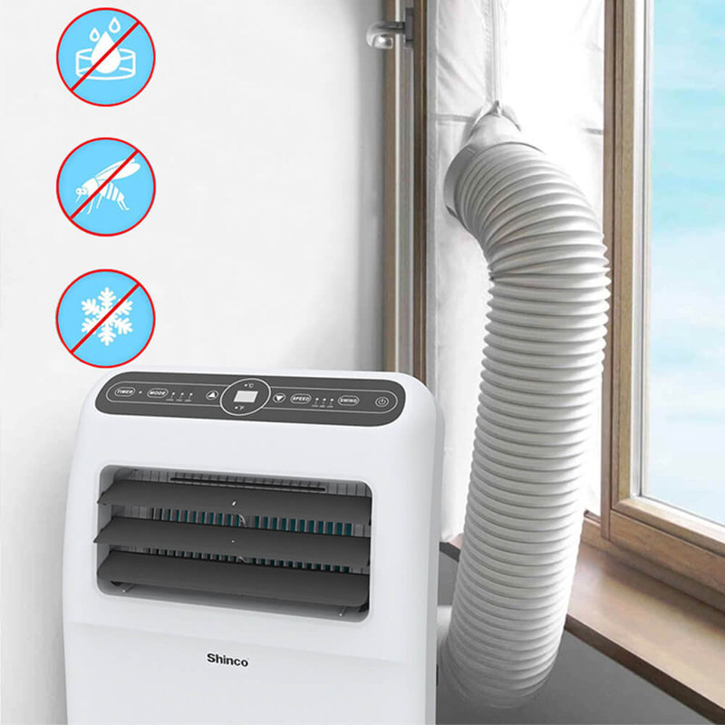 Shinco White 400cm(157.5") Waterproof Portable Ac Window Seal And Tumble Dryer Compatible With Medium Or Large Casement Crank Window And Tilting Window-air Exchange Guards With Zip And Hook And Loop
