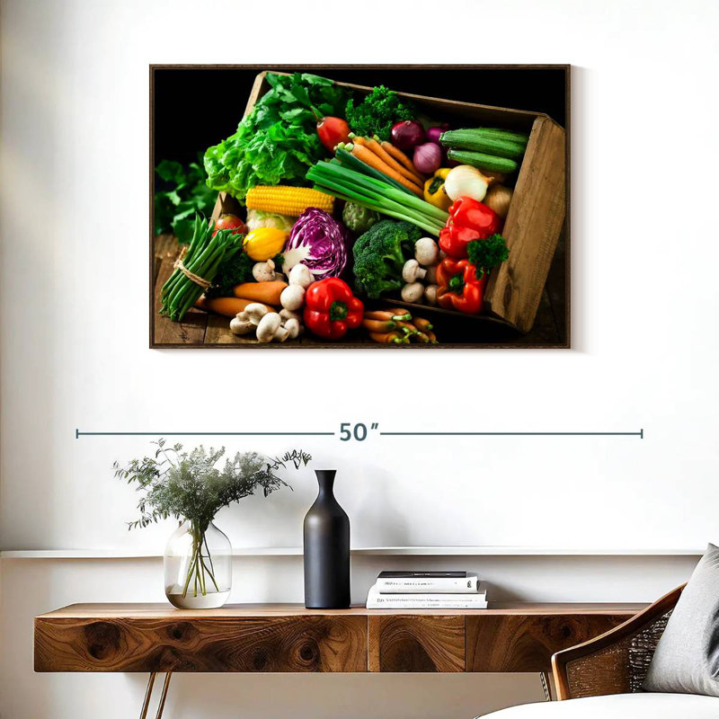 Caisse de légumes, 37 po x 25 po, Cadre flottant en noyer