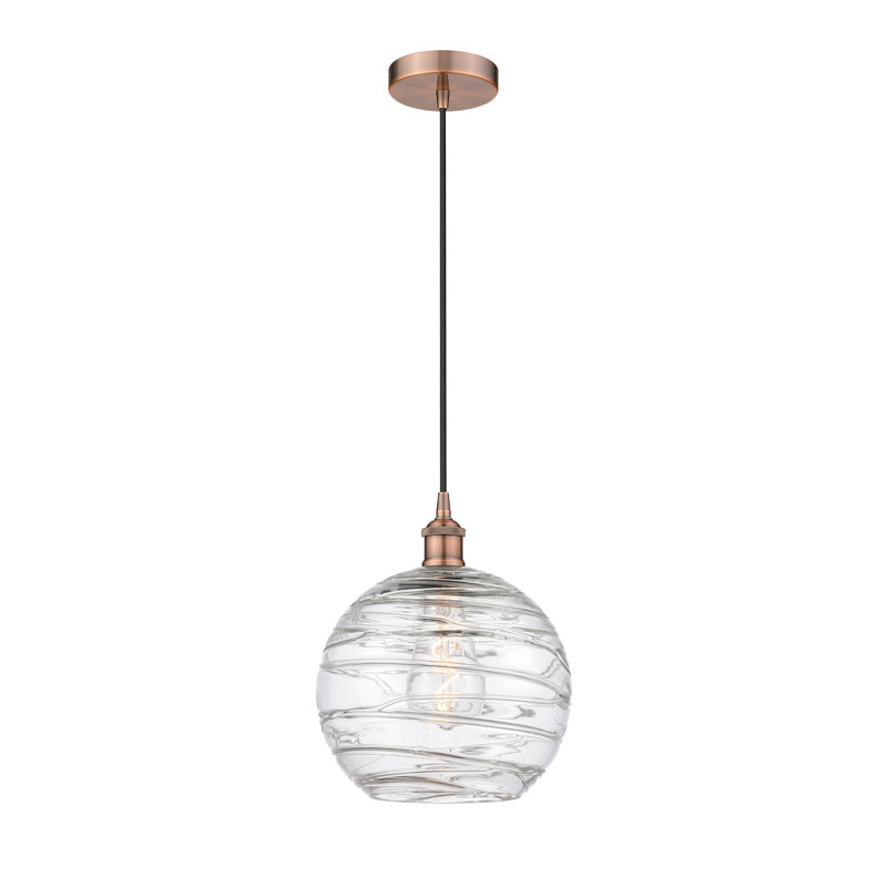1 - Light Single Drop Pendant Pendant, 12.75" H x 10" W x 10" D, Antique Copper, Clear