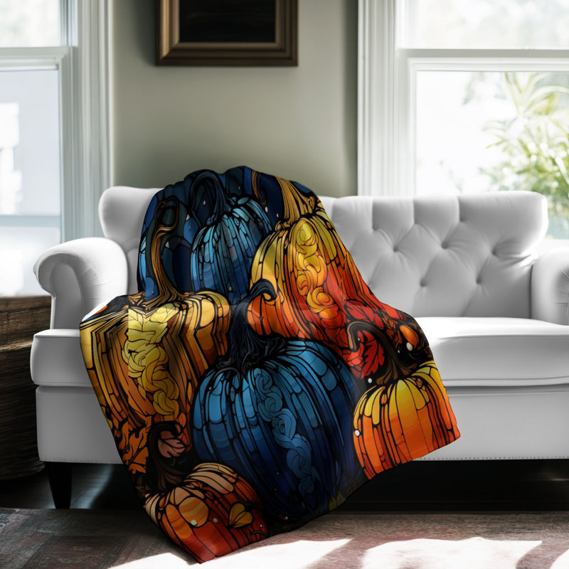 Motifs de verre citrouille - Couverture Sherpa de qualité supérieure 1 pièce, Lit simple