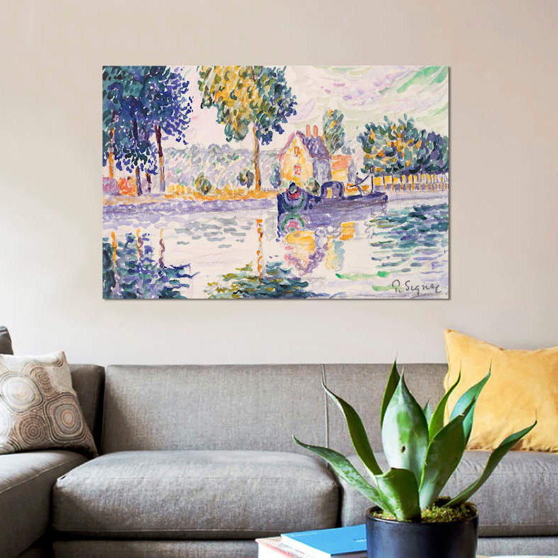 «View of the seine, Samois» par Paul Signac, reproduction sur toile, H 8 po x l 12 po x P 0,75 po