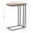 Metal C-Shaped Side End Black Accent Table with Brown Wood Top
