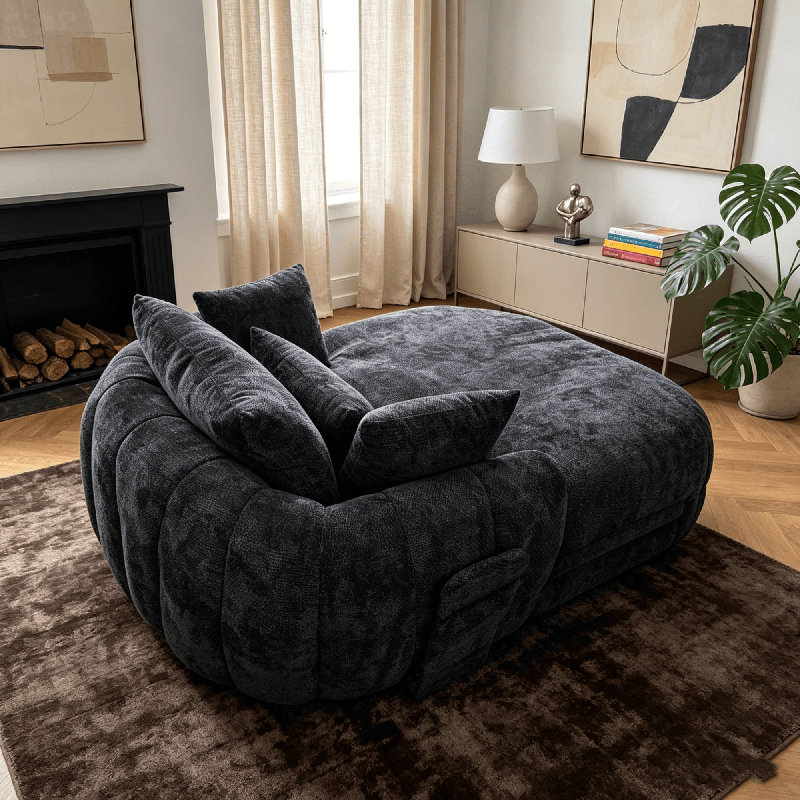 Upholstered Chaise Lounge, CSN—W5807S00002Black991-1