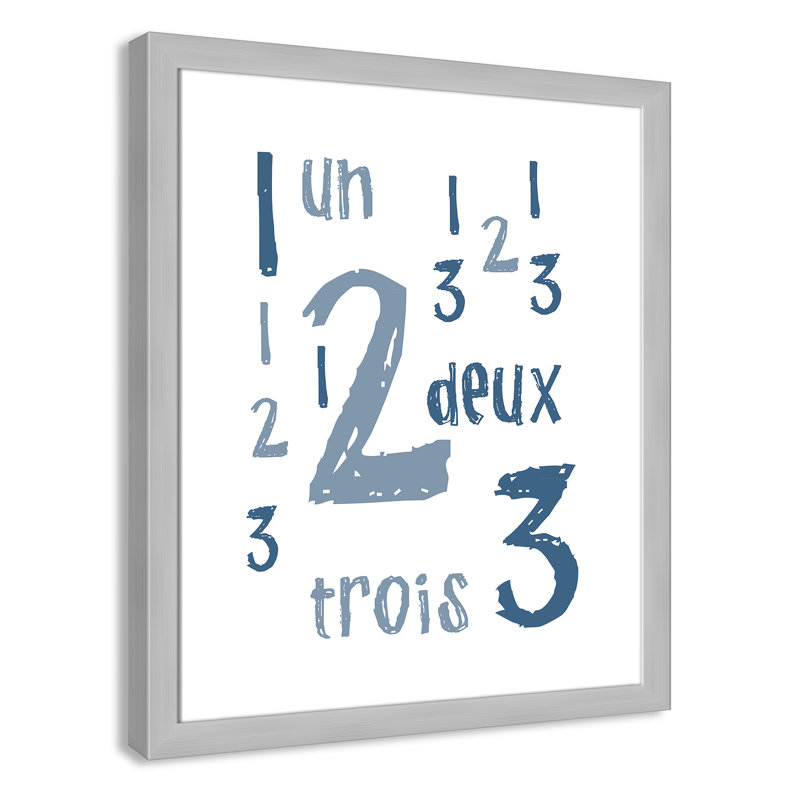 Impression sur papier français, H 24,5 po x l 20,5 po x P 0,6 po, Encadré plat argent