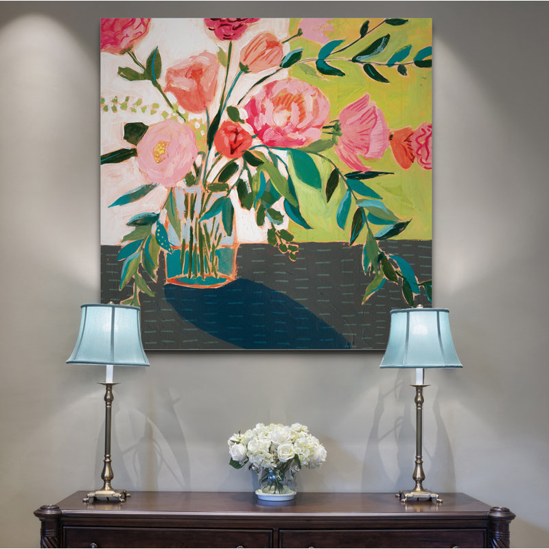 «Quirky Bouquet I», peinture, H 10 po x l 10 po x P 1,5 po, Toile tendue