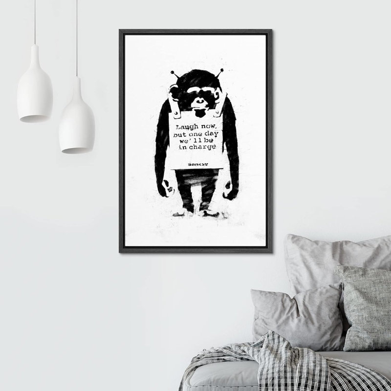 «Banksy Monkey Laugh Now», impression sur graffiti et art de rue, Pop Art moderne urbain multicolore sur toile
