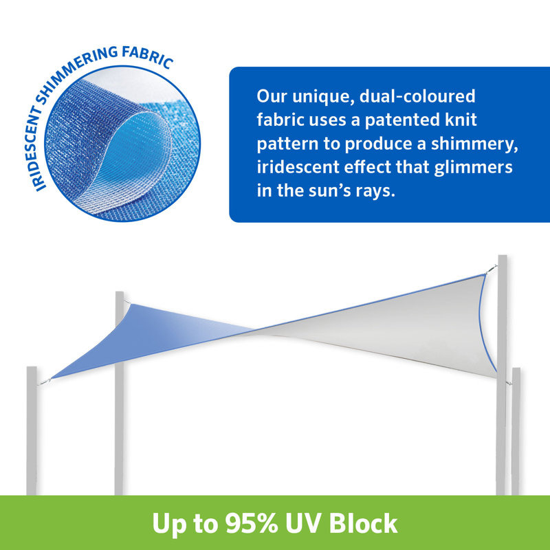 Santorini Blue and White DualShade Outdoor Sun Sail with Hardware Kit, 12' x 8'