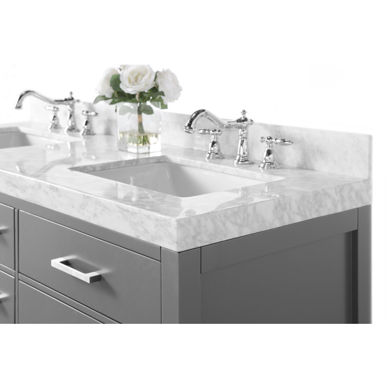 Audrey 48'' W Single Vanity, Carrara White, Brushed Nickel, Sapphire Gray