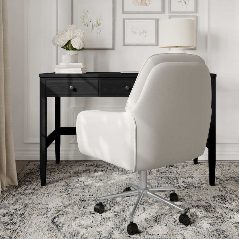 Fauteuil de bureau pivotant avec coussins doubles Martha Stewart Clara, Gris, Nickel