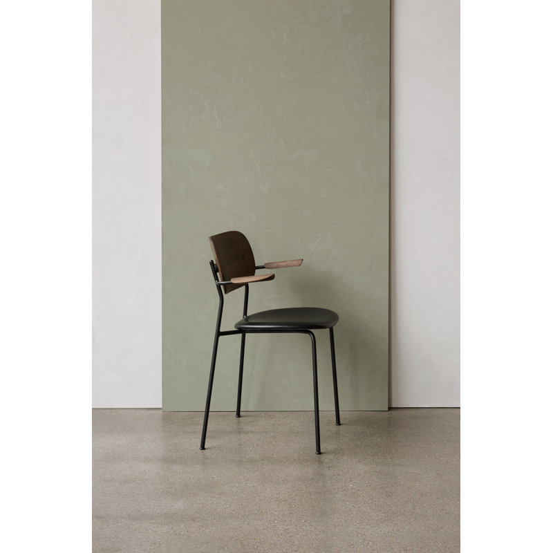 Co Upholstered Arm Chair, Bouclé 02 Acrylic, Dark Stained Oak, Black