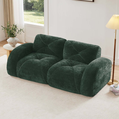 2-Seater Tufted Sofa Couches With Boneless Sofa