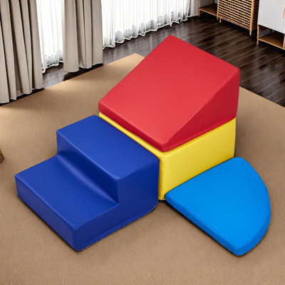 4-Piece Foam Climbing Blocks Set for Toddlers and Preschoolers Indoor Soft Play Climber