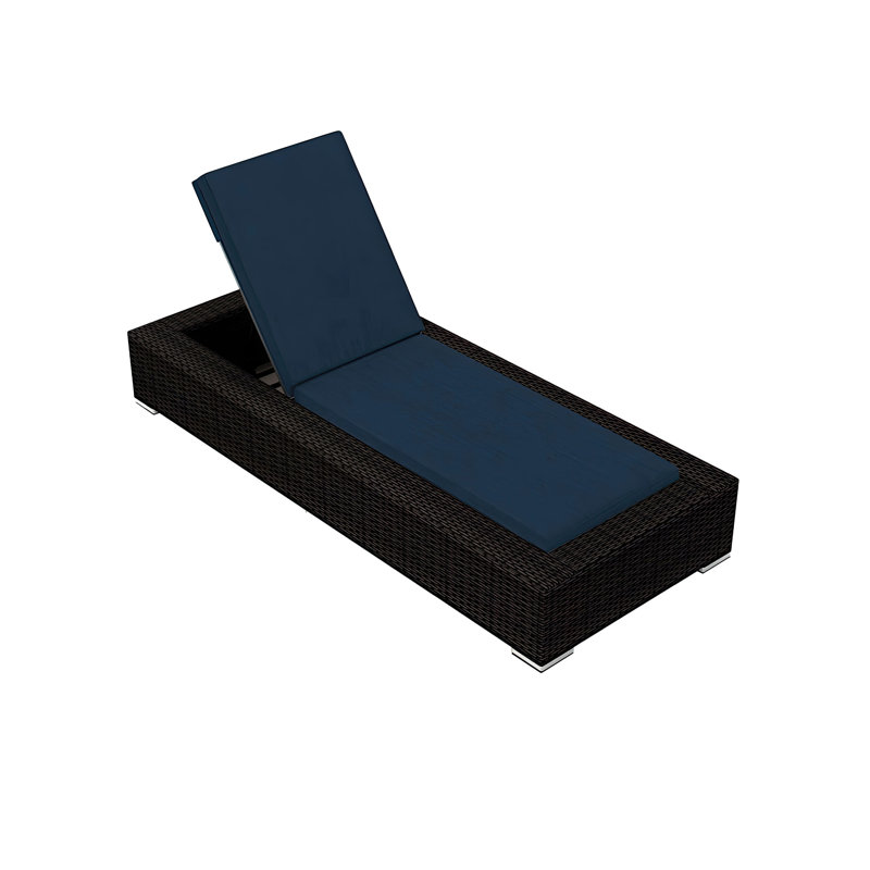 Suffern Outdoor Rust-Resistant Metal Chaise Lounge , Cushion Included, Spectrum Peacock Sunbrella® Plainweave