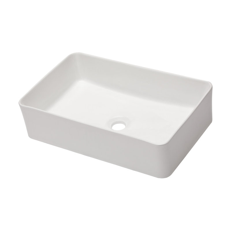 21"X14" White Ceramic Rectangular Vessel Bathroom Sink