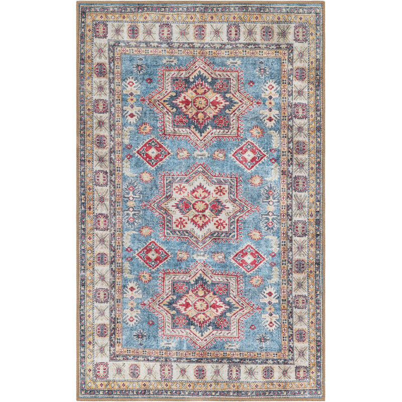Tapis bleu clair Aucun, Rectangle 3 pi 6 po x 5 pi 6 po