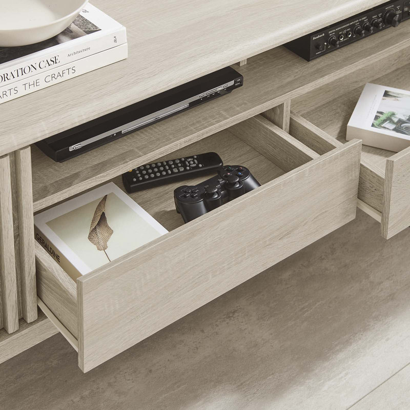 Eudora 60'' Light Oak Modern TV Stand with Cabinet