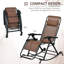 Ensemble de 2 chaises berçantes pour l'extérieur Outsunny, chaise berçante inclinable et inclinable pliable avec coussin, porte-gobelet et téléphone, conception combinée avec pieds pliants, brun