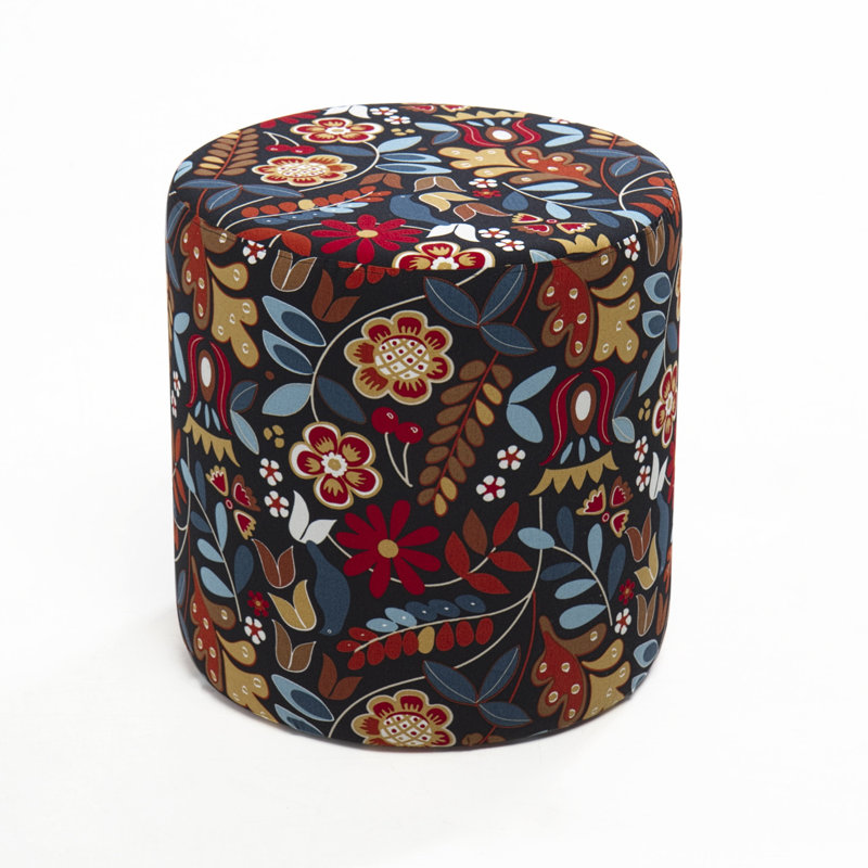Traditional Tuffet Ottoman, Red/Black & Blue/Yellow, 15.7 x 15.7 x 15.7 inches | Beech Wood & MDF Frame, 100% Polyester Fabric | Easy Clean, 150 lbs Weight Capacity, Perfect for Southwestern & Ethnic Decor