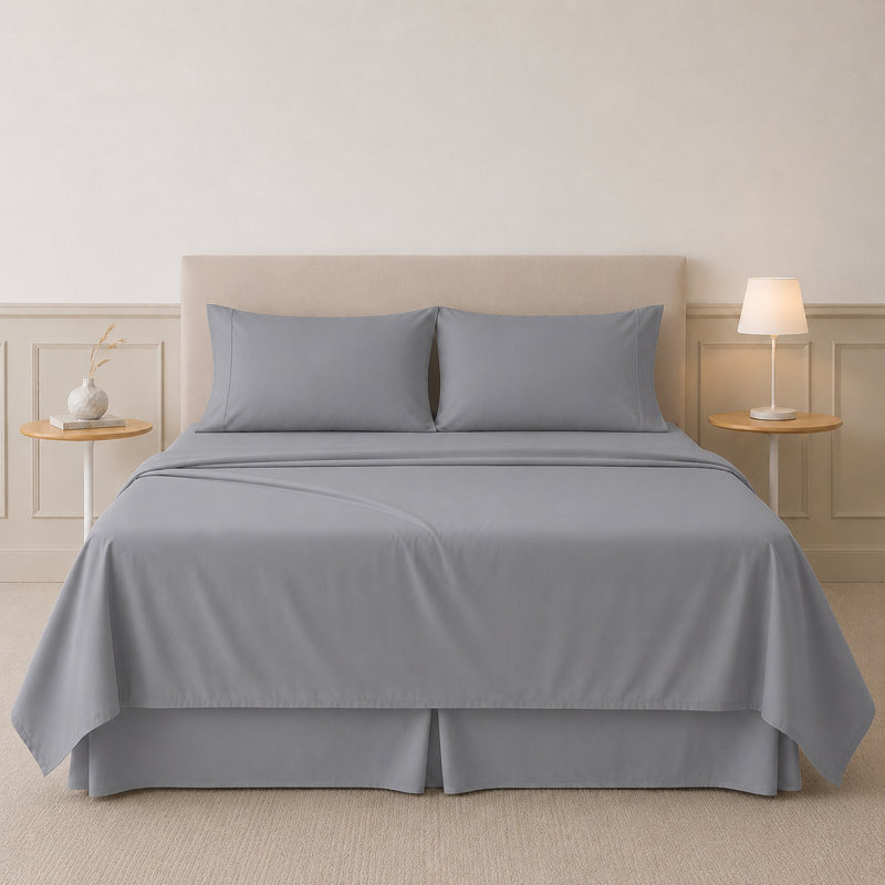 Modern Threads 4-Piece Ultra Soft Microfiber Sheet Set with Deep Pockets in Solids & Prints, Gray
