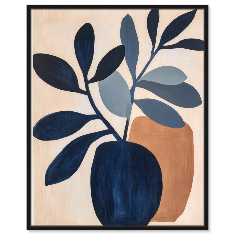 «Blue Matisse Jar I» par Art Remedy, Noir, H 21 po x l 17 po, Cadre flottant
