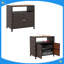 Armoire de rangement extérieure avec plateau en bois d'acacia, deux portes, tablette, table de bar en osier pour le rangement des serviettes de piscine-586549483