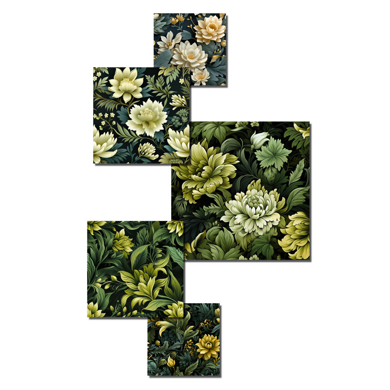 Damas Dahlia Retreat - ensemble d'art mural floral de 5