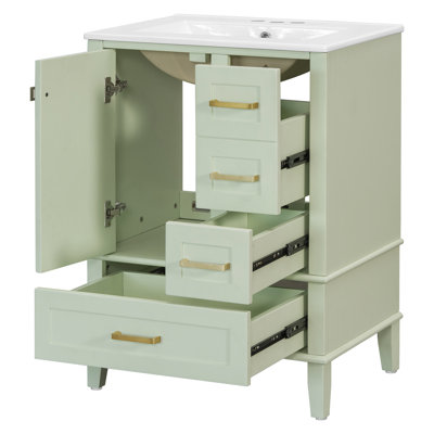 Storage Single Bathroom Vanity With Ceramic Top