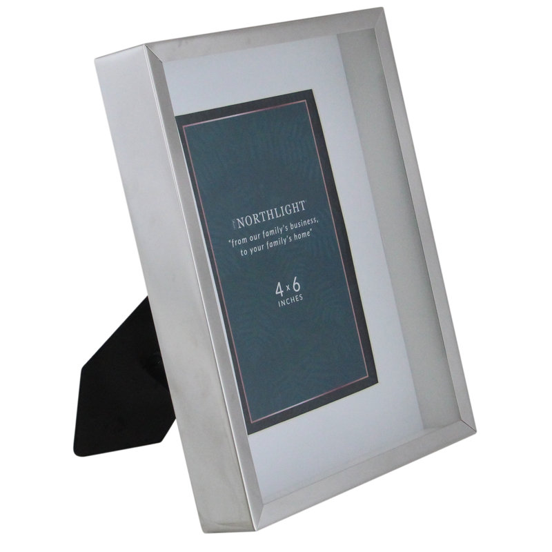 Contemporary Rectangular Photo Picture Frame - Silver and Clear, 4" x 6"