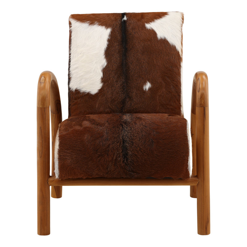 Chaise d'appoint Charlton, Cuir véritable brun et blanc, Brun