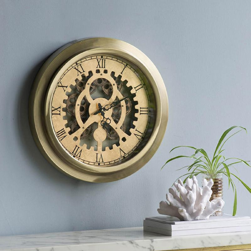 Horloge murale romaine à face ouverte - D18x3 "- or