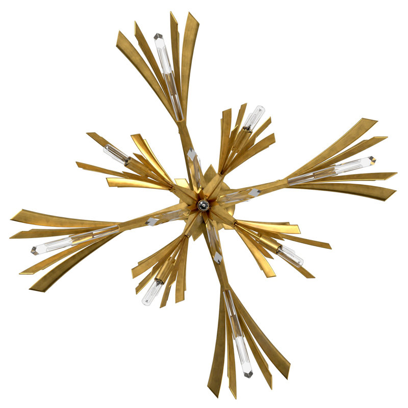 Vida 13 - Light Sputnik Sphere Chandelier with Crystal Accents, Burnished Gold