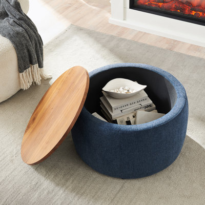 Repose-pieds rond avec rangement, fonction 2 en 1, table de bout et repose-pieds